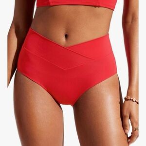 CRZ YOGA Deep Red Bikini Bottom Size Medium